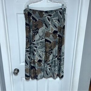 Metro Wear Black and Brown Patterned A-Line Skirt Size 1X